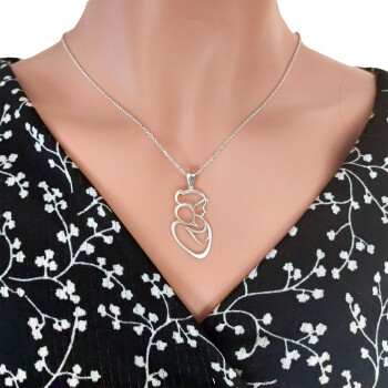 Gümüş Anne Bebek Tasarımlı Kolye - 4